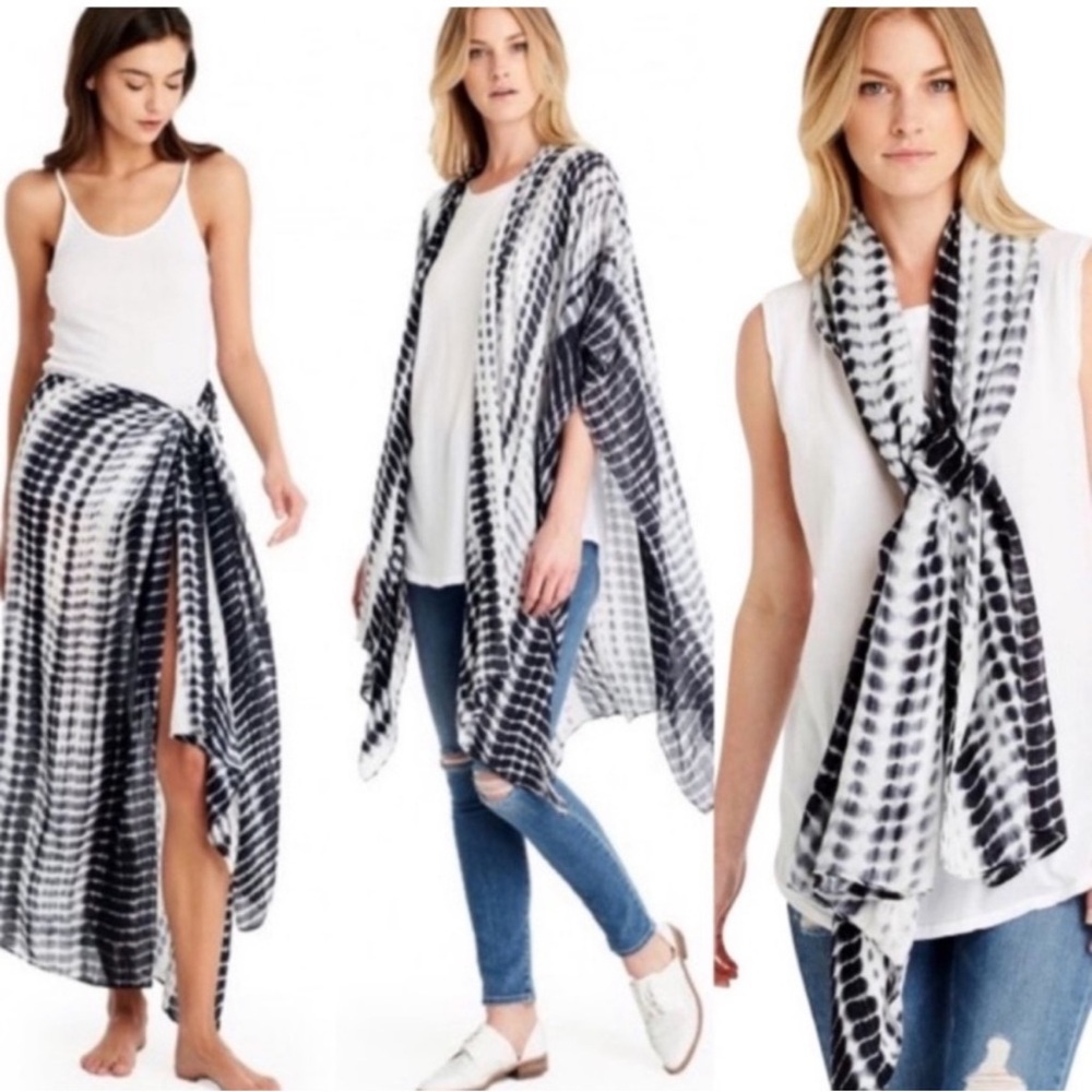 Michael Stars Convertible Ruana Tie Dye Scarf Wrap Sarong